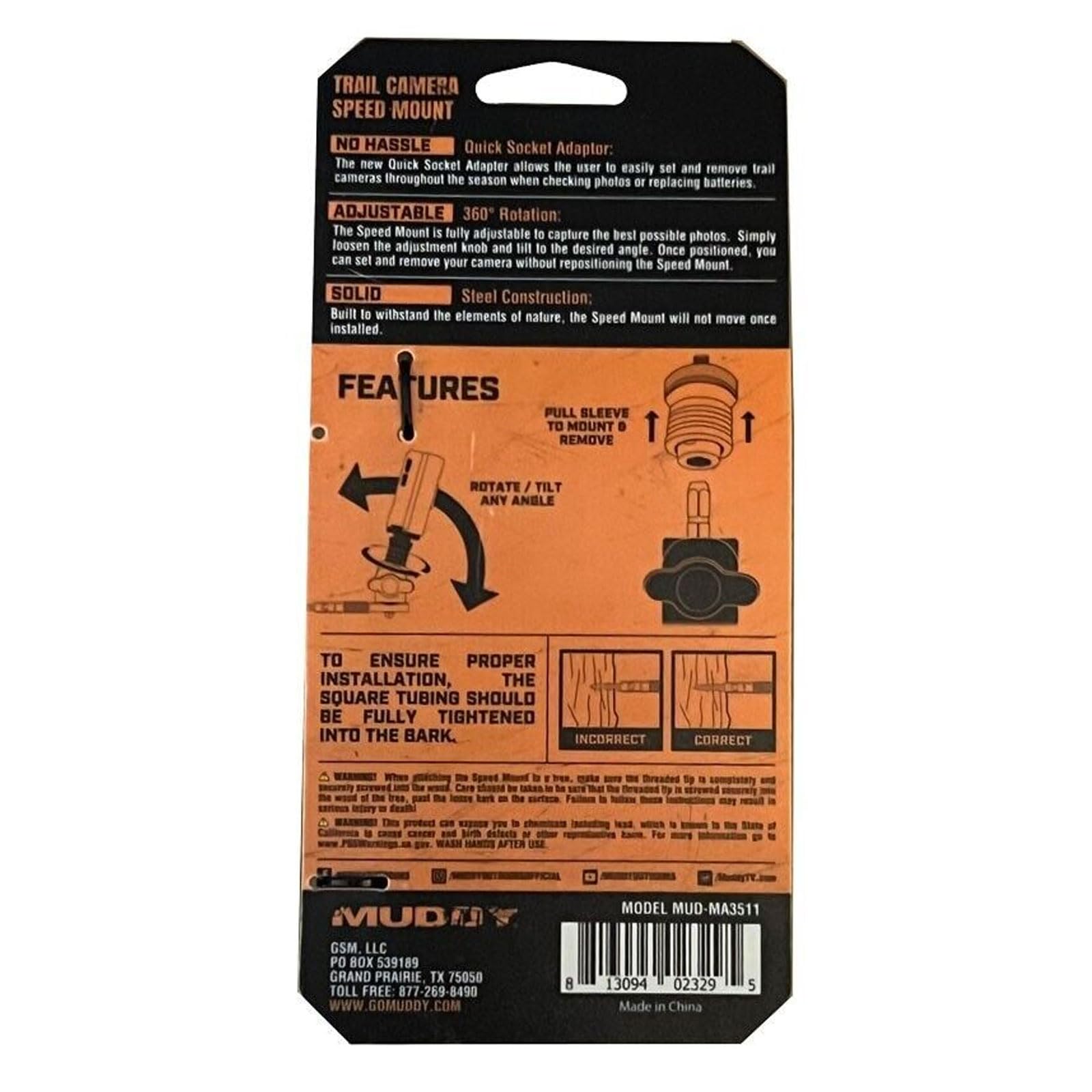 Muddy Durable Steel Adjustable Portable Easy-to-Install Quick Socket Adaptor Hunting Outdoor Trail Camera Speed Mount | Works on Cameras with 1/4" - 20 Threads - Image 6